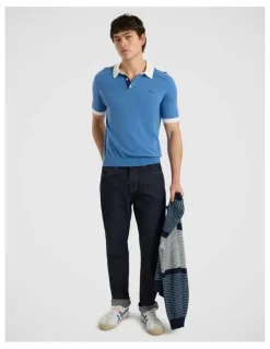 Marcs Leclerc Knit Polo in Pure Blue