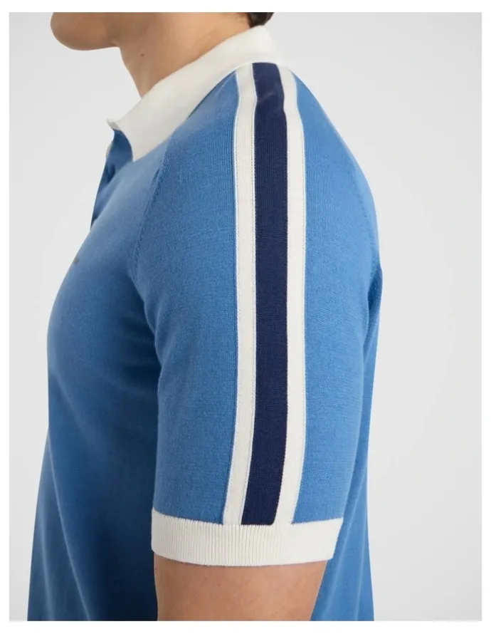 Marcs Leclerc Knit Polo in Pure Blue