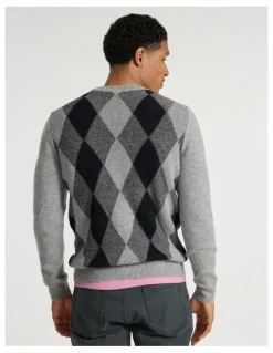 Marcs Matt Argyle Knit in Grey Multi