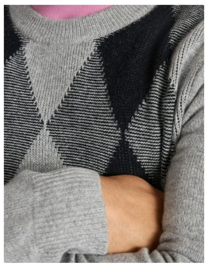 Marcs Matt Argyle Knit in Grey Multi