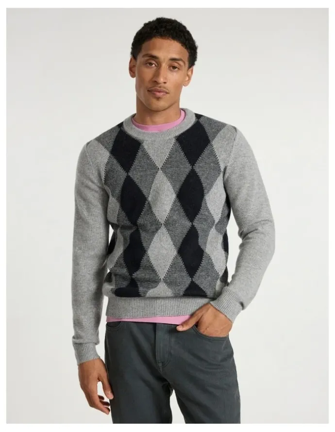Marcs Matt Argyle Knit in Grey Multi