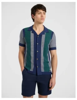 Marcs Monaco Knit Shirt in Navy Multi