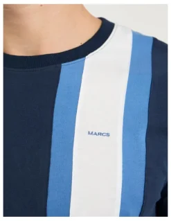 Marcs Riccardo Applique Stripe Tee in Navy