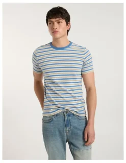 Marcs Silverstone Stripe Tee in Blue Stripe