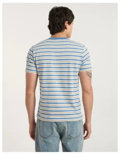 Marcs Silverstone Stripe Tee in Blue Stripe