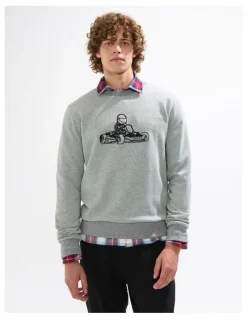 Marcs The Karting Line Sweat in Grey Marle