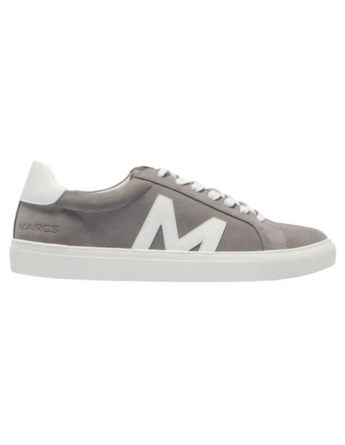Marcs Varsity Leather Sneakers in Grey/White