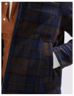 Marcs Victor Reversible Check Jacket in Blue/Khaki
