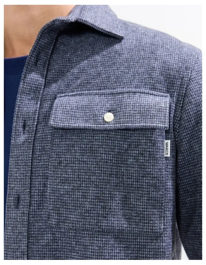 Marcs Wright Dogtooth Shirt in Navy