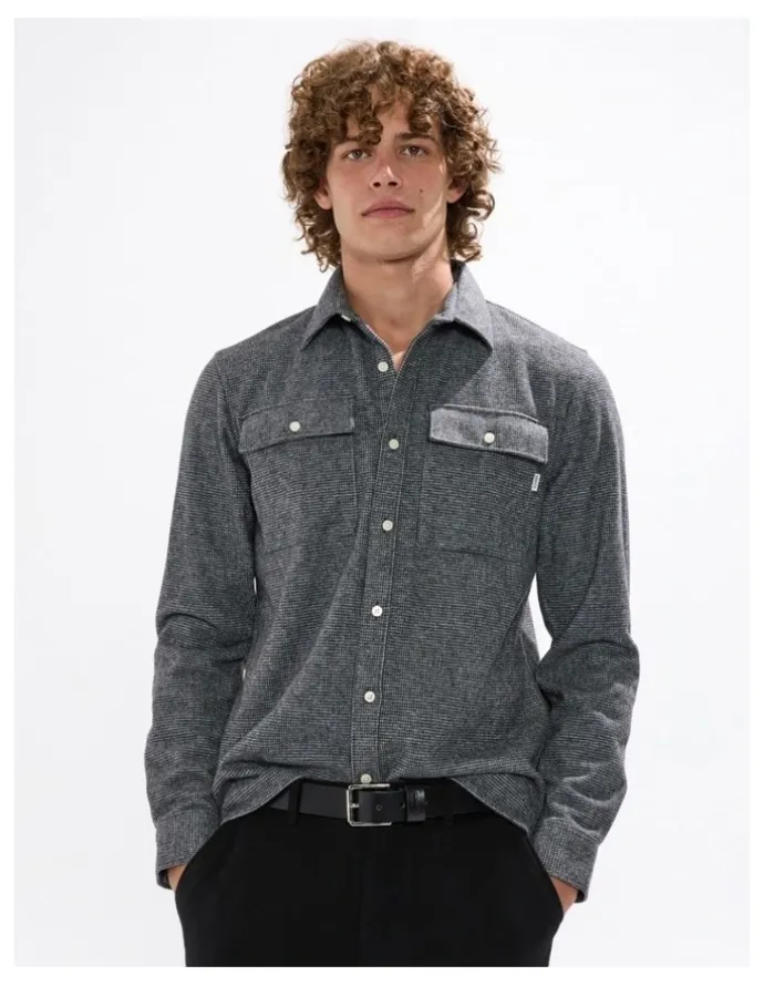 Marcs Wright Dogtooth Shirt in Charcoal