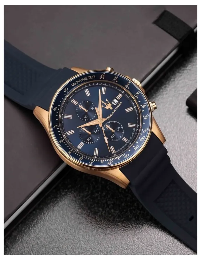 Maserati Sfida Gold R8871640004 Watch In Blue