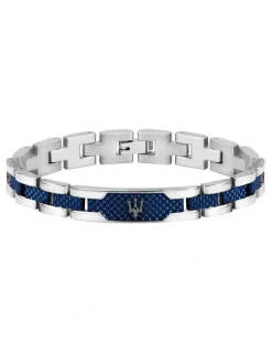 Maserati Stainless Steel Bracelet with Blue Carbon Fibre Highlights