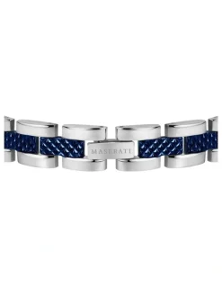 Maserati Stainless Steel Bracelet with Blue Carbon Fibre Highlights