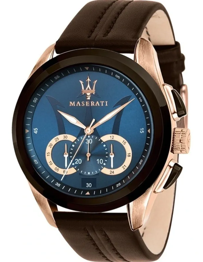 Maserati Traguardo Blue Leather Chronograph Watch R8871612024