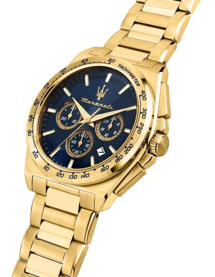Maserati Velocita Chrono Dial Stainless Steel Strap Watch 43mm in Gold