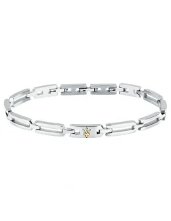 Maserati Iconic Stainless Steel Logo Bracelet in Silver