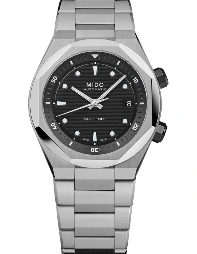 Mido Multifort 8 Two Crowns Watch in Silver