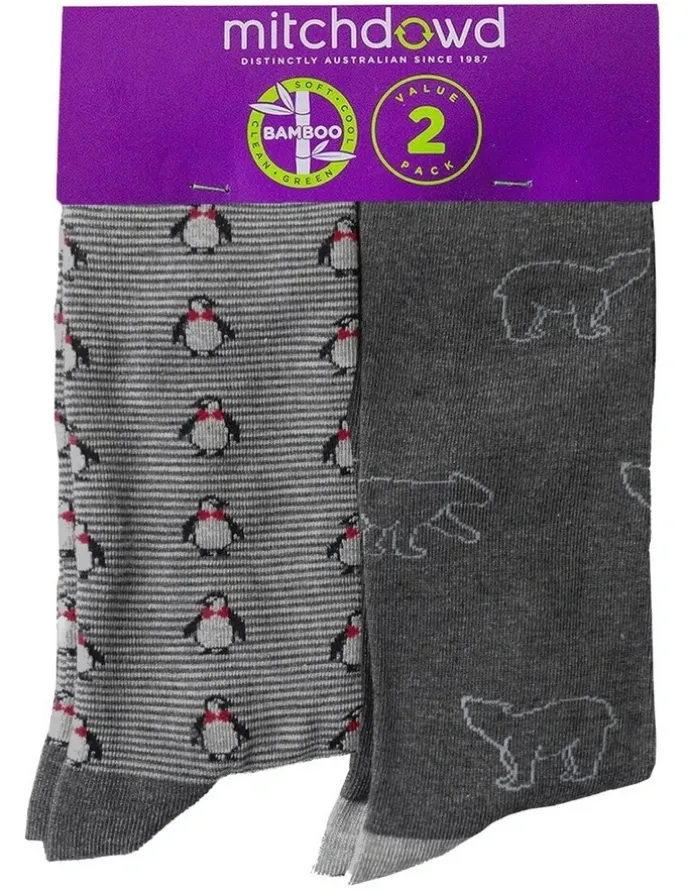 Mitch Dowd Artic Journey Bamboo Socks 2 Pack in Grey