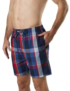 Mitch Dowd British Check Cotton Sleep Short in Navy/Red