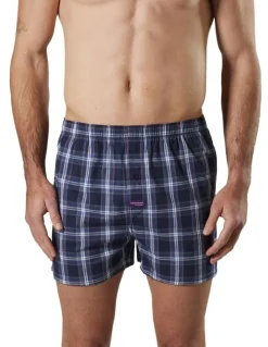 Mitch Dowd Captain Check Cotton Stretch Boxer Shorts in Navy