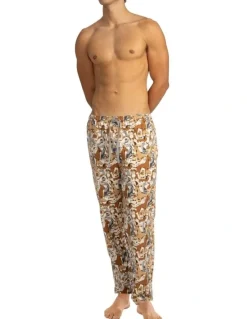 Mitch Dowd Dog Yard Flannel Sleep Pants in Beige