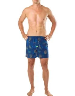 Mitch Dowd Fern Forest Bamboo Woven Boxer in Blue