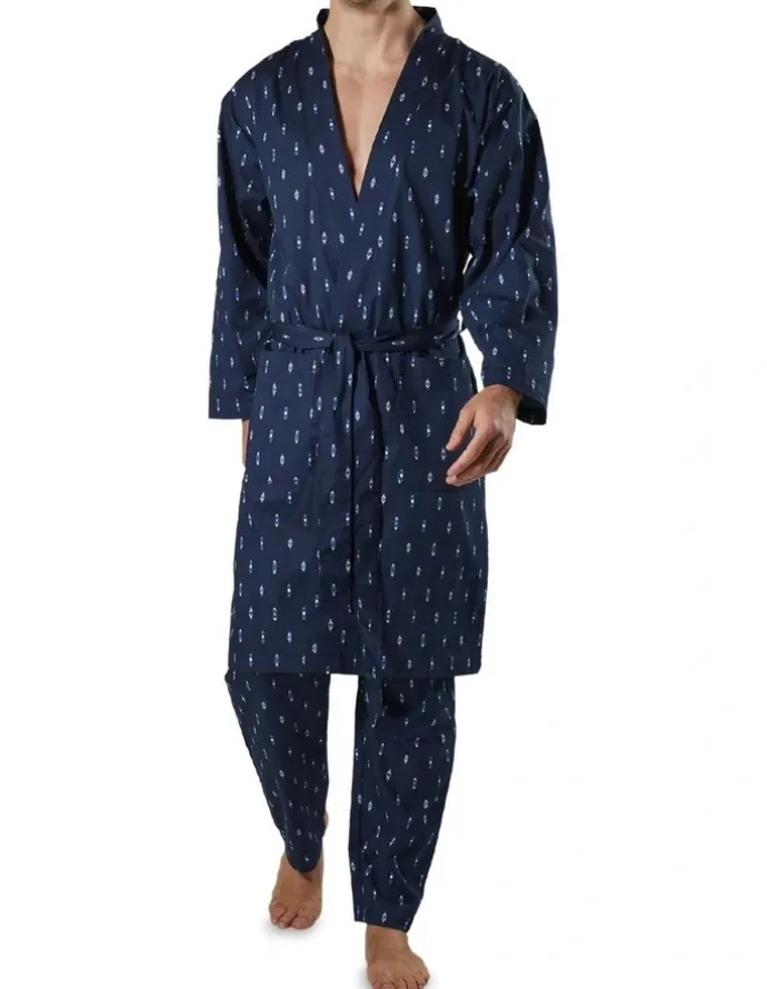 Mitch Dowd Flint Cotton Robe in Navy