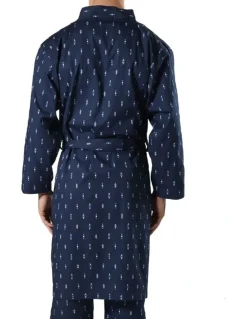 Mitch Dowd Flint Cotton Robe in Navy