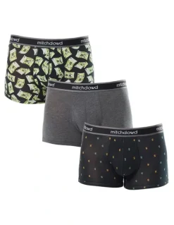 Mitch Dowd Funny Money Cotton Trunks 3 Pack in Multi