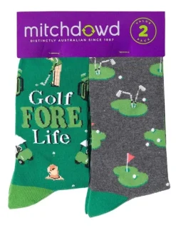 Mitch Dowd Golf Fore Life Cotton Socks 2 Pack in Multi