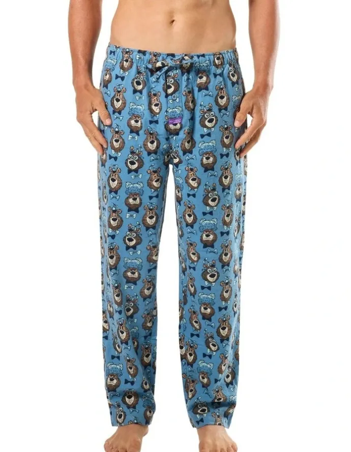 Mitch Dowd Grizzly Bows Flannel Pyjama Pant in Blue