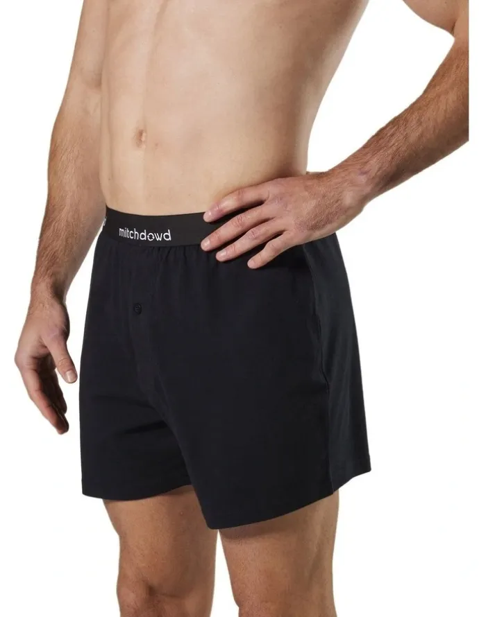 Mitch Dowd Loose Fit Knit Boxer Shorts 3 Pack in Black