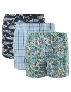 Mitch Dowd Making Waves Cotton Woven Boxers 3 Pack in Multi