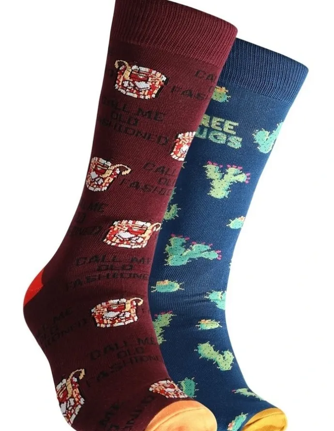 Mitch Dowd Old Fashioned Cacti Bamboo Socks 2 Pack in Multi