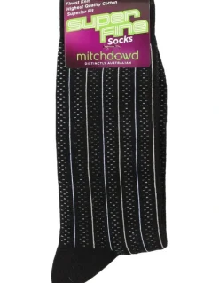 Mitch Dowd Plain Rib Bamboo Crew Socks in Black