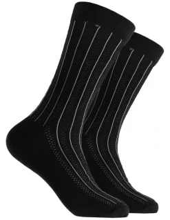 Mitch Dowd Plain Rib Bamboo Crew Socks in Black