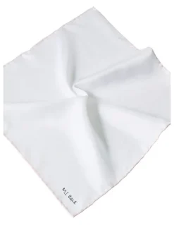 MJ Bale Sandburg Pocket Square in White Navy