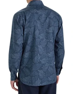 MJ Bale Almagro Printed Shirt in Dark Denim