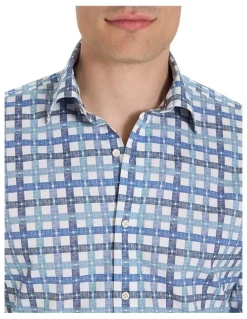 MJ Bale Devenson Check Shirt in Blue White