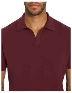 MJ Bale Dickie Knit Polo In Wine