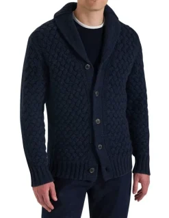 MJ Bale Munro Shawl Cardigan in Indigo