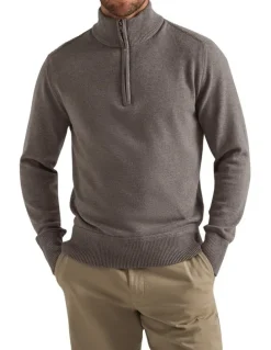 MJ Bale Perry Knit Half-Zip in Latte