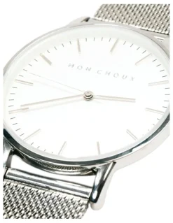 Mon Choux Classic Mesh Watch 38mm in White/Silver
