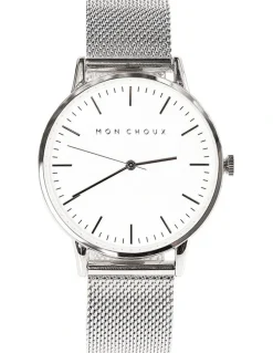 Mon Choux Classic Mesh Watch 38mm in White/Silver