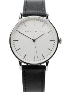 Mon Choux Classic Noir Grape Vegan Leather Watch 38mm in Silver