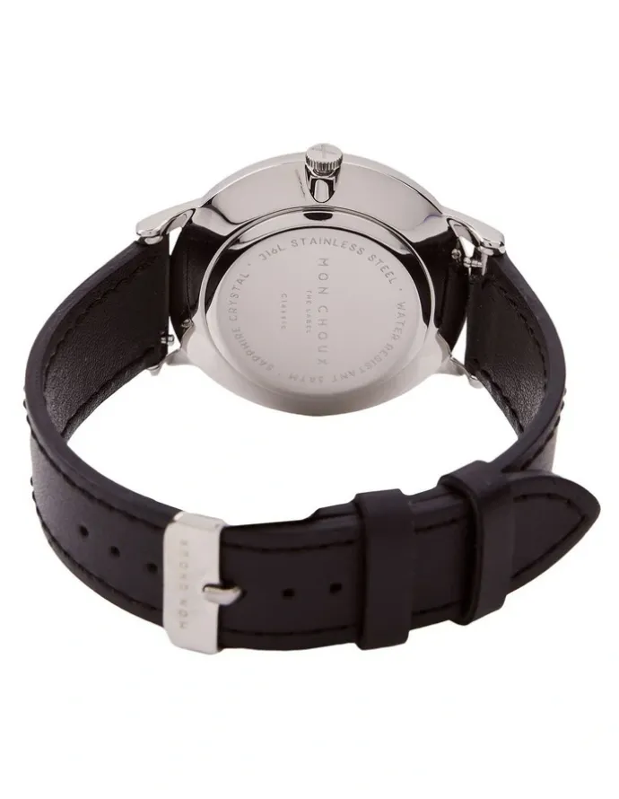 Mon Choux Classic Noir Grape Vegan Leather Watch 38mm in Silver