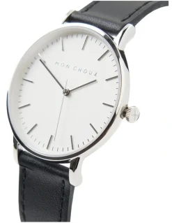 Mon Choux Classic Noir Grape Vegan Leather Watch 38mm in Silver