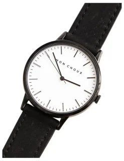Mon Choux Classic Vegan Leather Watch 38mm in Black