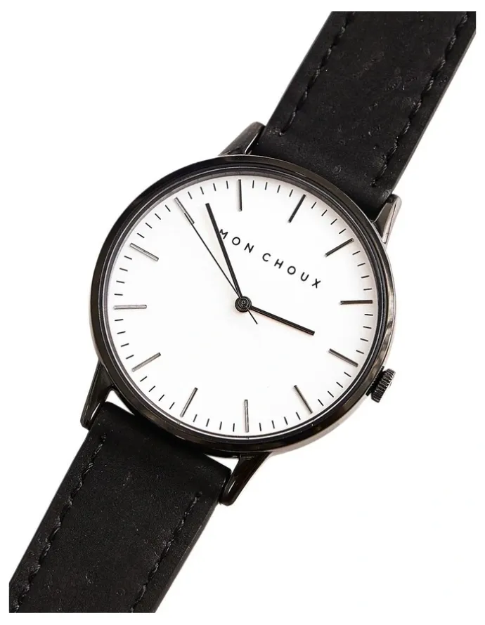 Mon Choux Classic Vegan Leather Watch 38mm in Black