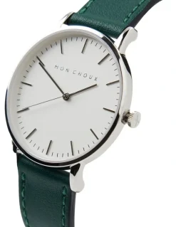 Mon Choux Classic Vine Grape Vegan Leather Watch 38mm in Silver